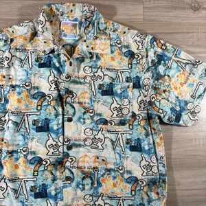 IT'S 5 O'CLOCK SOMEWHERE MARGARITAVILLE ‎ Mens L Button Shirt Telescope Silk Lab